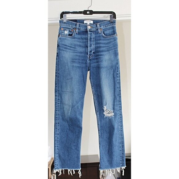 Re/Done 70s Stove Pipe High Waist Jeans in color Worn Blue - size 27 - Picture 3 of 10
